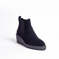 Cecelia New York -Gemma Slip On Low Wedge Boot All Black New