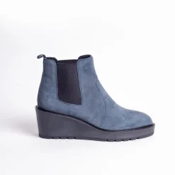 Cecelia New York -Gemma Slip On Low Wedge Boot Navy Sale