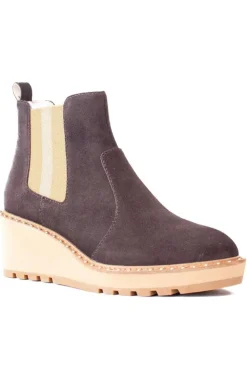Cecelia New York -Gemma Slip On Low Wedge Boot Brown Discount