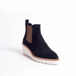 Cecelia New York -Gemma Slip On Low Wedge Boot Black Best