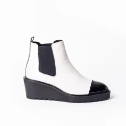 Cecelia New York -Gemmain Captoe Slip On Low Wedge Boot White Sale