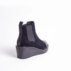 Cecelia New York -Gemmain Captoe Slip On Low Wedge Boot Black Suede Sale