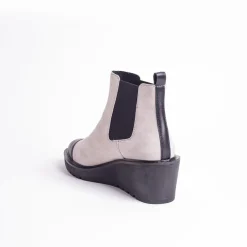 Cecelia New York -Gemmain Captoe Slip On Low Wedge Boot Taupe Suede
